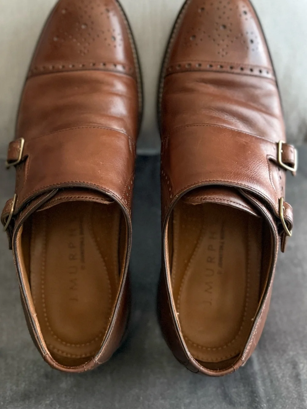 Johnston & Murphy Double Buckle Monk Strap Mens Brown Oxfords Casual Shoes 8.5M